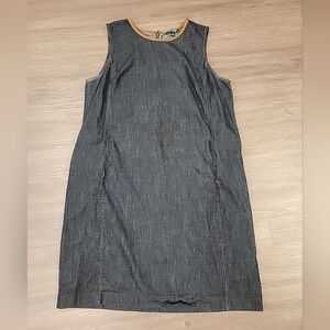 Ralph Lauren Women’s Denim Dress Size 16  Jean Leather Trim Sleeveless